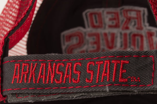 Arkansas State Charcoal/Red Twill and Mesh Embroidered Back Velcro Strap