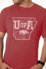 U of A Cardinal Heather Tee Shirt, University of Arkansas Razorbacks