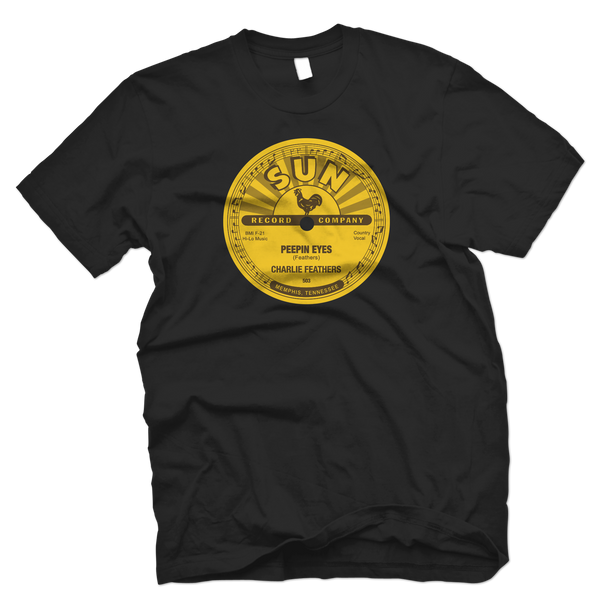 Charlie Feathers Peepin' Eyes Officially Licensed Sun Records Tee-Black