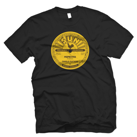 Charlie Feathers Peepin' Eyes Officially Licensed Sun Records Tee-Black