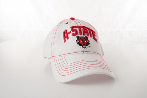 A-State Red Wolves Embroidered White Cap 