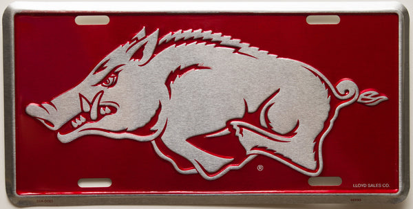 Red Hog Chrome License Plate
