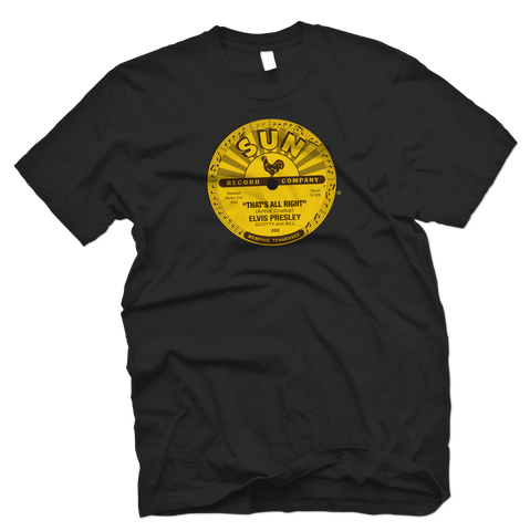 Sun Records Officially Licensed Carl Perkins Blue Suede Shoes Tee Shirt-Black