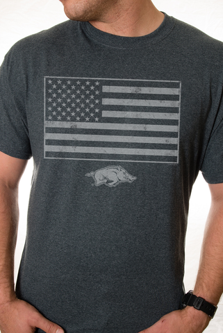 AMERICAN PRIDE USA Flag with Running Hog Tee Shirt